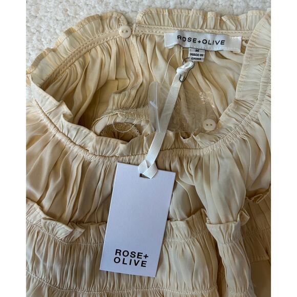 Rose & Olive Blouse Women's Sz M Cream Long Sleeve Ruffles Boho Cottagecore NWT - Picture 6 of 9